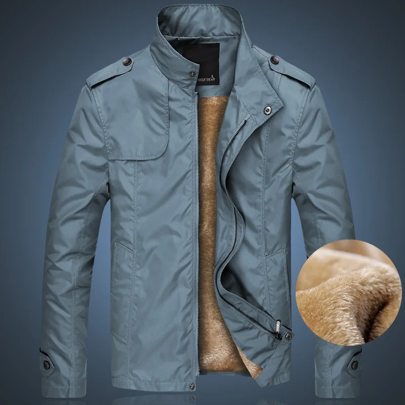 

Men's jacket with fleece and thick stand collar casual jacket