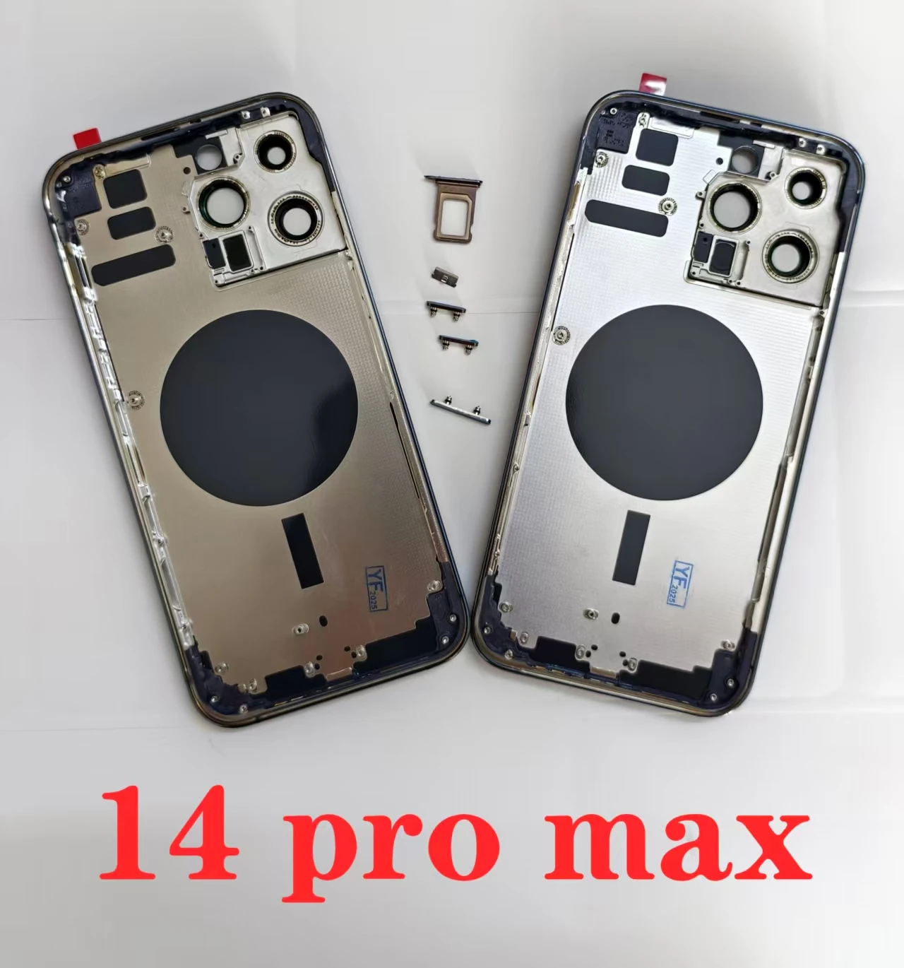 아이폰 14 프로 맥스 14 플러스 백 하우징 커버 후면 배터리 도어 후면 유리 및 섀시 프레임 SIM 트레이 OEM 아이폰 14 플러스용