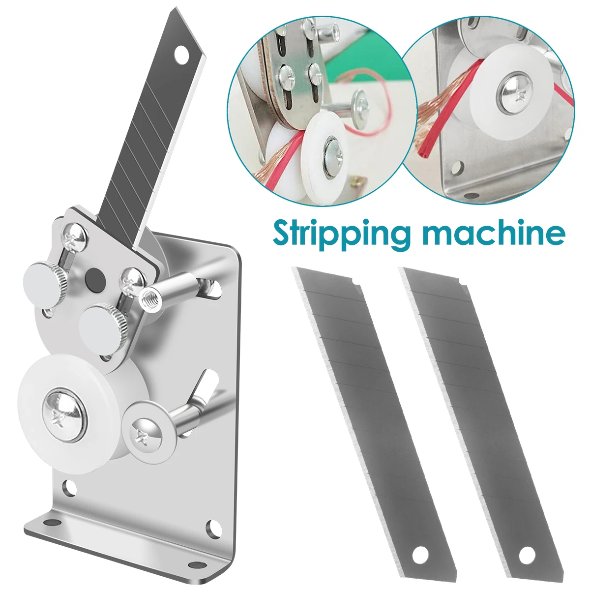 

Wire Stripping Machine Stainless Steel Cable Peeling Hand Crank Stripper Wire Tool 3 Blades Electrician Cut Cable Peeler Tool