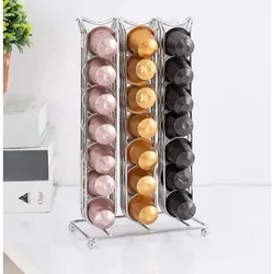 Sleek 42 - Capacity Coffee Pod Storage Rack for Countertop Organization (Silver)