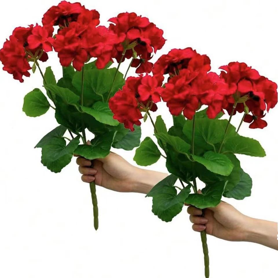 Artificial Silk Geranium Flowers UV Resistant Decor