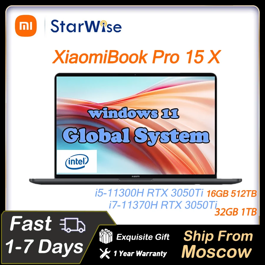  Xiaomi Laptop Pro X 15 Gaming Computer 15.6 Inch 3.5K OLED Screen Notebook i5-11300H/i7-11370H 16GB/32GB 512GB/1T RTX 3050Ti