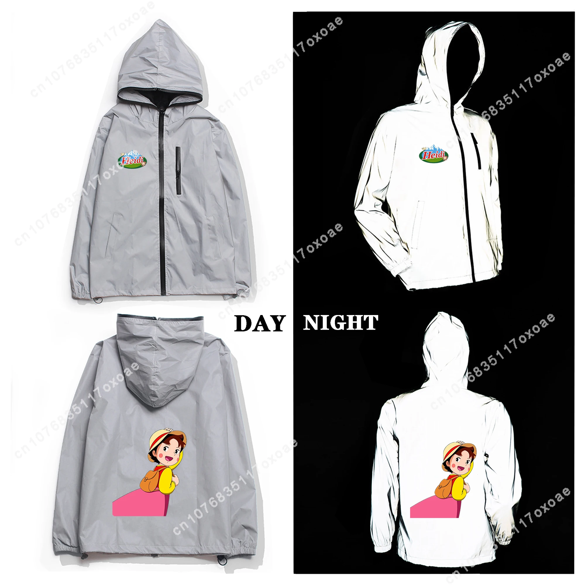 

Girl Of The Alps Reflective Jacket Mens Womens Coat Hooded Windbreaker Pocket Jackets Anime Cartoon Manga Customization Hoodie