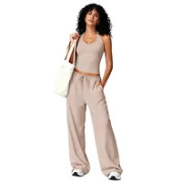 Ensembles de gymnastique pour femmes, gilet à col en V, pantalons amples, costumes d'entraînement, pantalons de Yoga athlétiques, entraînement décontracté, survêtements 2 pièces 5