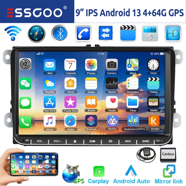 9" Android 13 4G+64G Wireless Carplay Car Stereo GPS NAVI WIFI RDS FM BT EQ for VW Golf 5 6 Passat Polo Touran Tiguan Caddy EOS