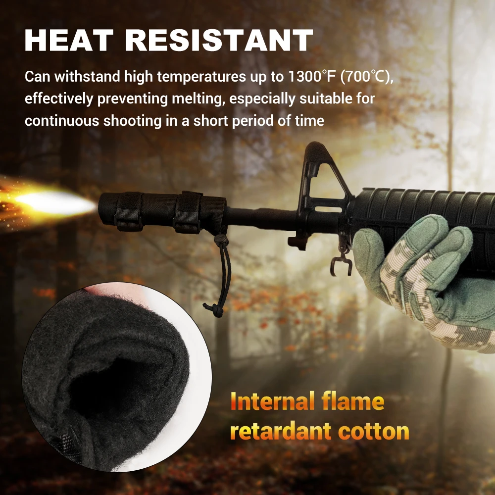 6" Suppressor Cover Heat Resistant Suppressor Wrap Sleeve with Burn Proof Fiber Barrel Protector Cover Case for Hunting Shooting