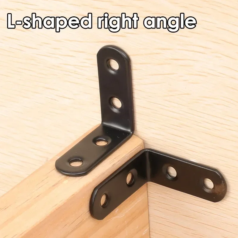 Angle Bracket 10 pieces of L-shaped 90 degree black corner code angle fixing iron plate bracket hardware triangle iron furniture