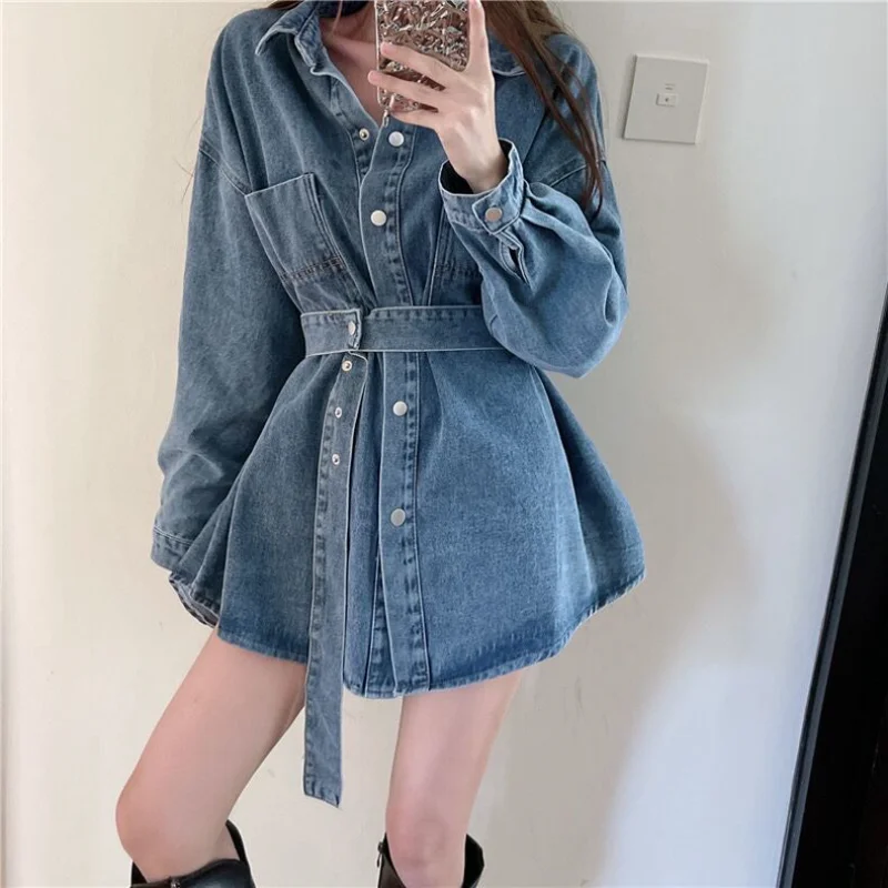 Denim Dress Sleeve Korean.Long Dress Denim Jacket | Denim Jacket Korean Clothing | Korean Clothes ...