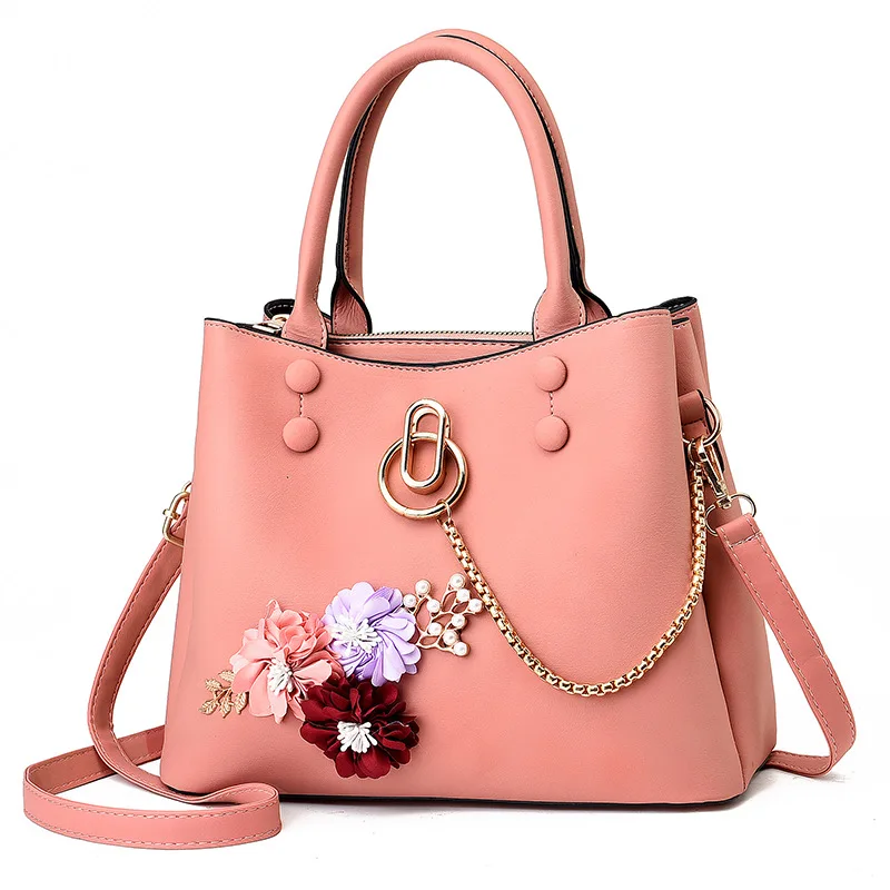 Size 31x17x30cm Sets Women Leather Handbags Bags Female Flower