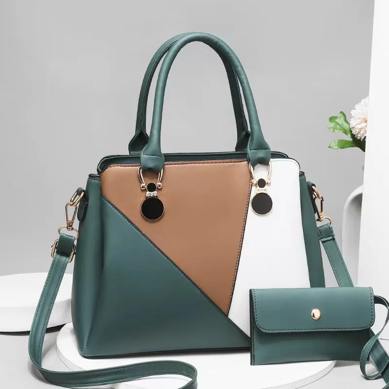 Women's Bag 2023 New Fashion Contrast Color Spliced Mother and Child Bag Handbag Large Capacity One Shoulder Crossbody Bag