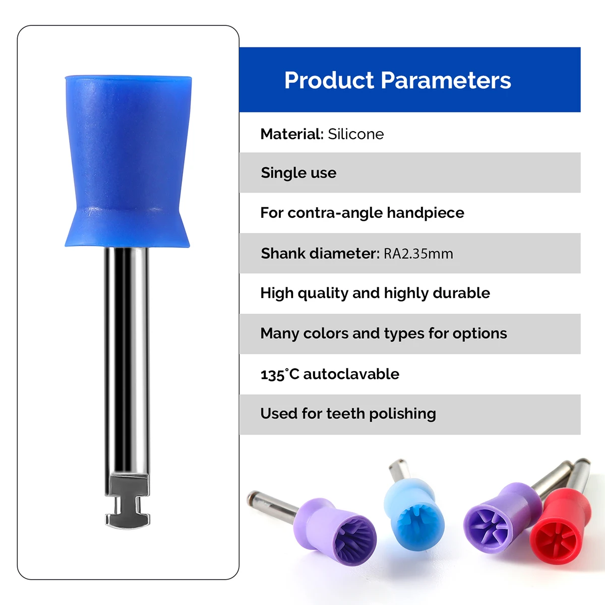 100 Teile/schachtel AZDENT Dental Polieren Prophy Cup Zahnmedizin Silikon Polierer Kit RA 2,35mm Für Niedrige Geschwindigkeit Handstück Zähne Polieren – Detail 7