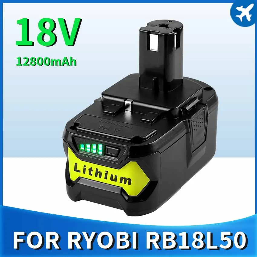 

18V 12.8AH Li-ion Rechargeable Battery for Ryobi ONE+ cordless Power Tool BPL1820 P108 P109 P106 P105 P104 P103 RB18L50 RB18L40