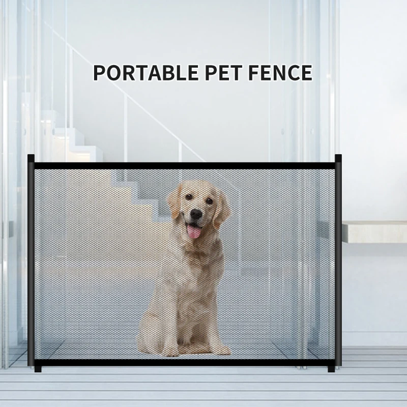 PetDogGateSafetyEnclosureIngeniousMeshFoldingDogFenceForIndoorandOutdoorPet