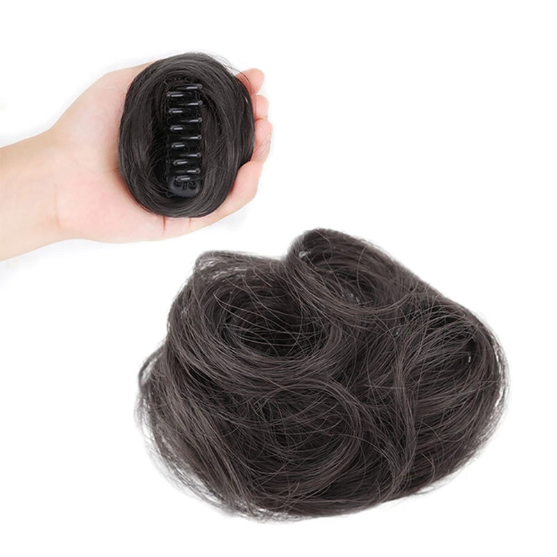 Synthetic Claw Clip Hair Extention Hair Bun Meatball Head Accessories Messy Straight Clip-in Donut Bun