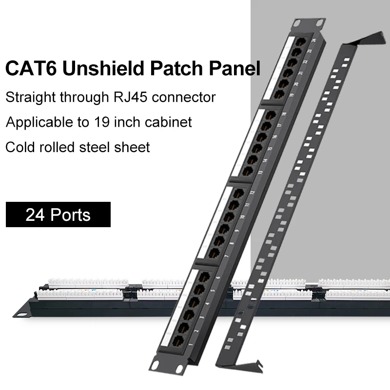 

24 Ports CAT6 UTP Keystone RJ45 Patch Panel 19 inch 1U Cable Frame Faceplate Rack Mount 50u Gold Plated, Rear type network tool