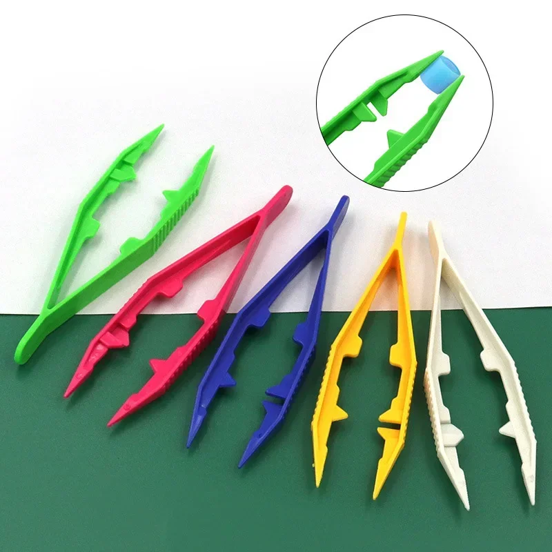 Plastic Tweezers for Kids Small Disposable Tweezers Medical Repair Tools Crafts Clips 10 PCs