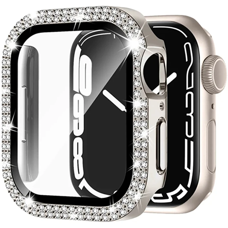 Glass+Diamond Cover For Apple watch case 46mm 40mm 44mm 41mm thumbnail 7