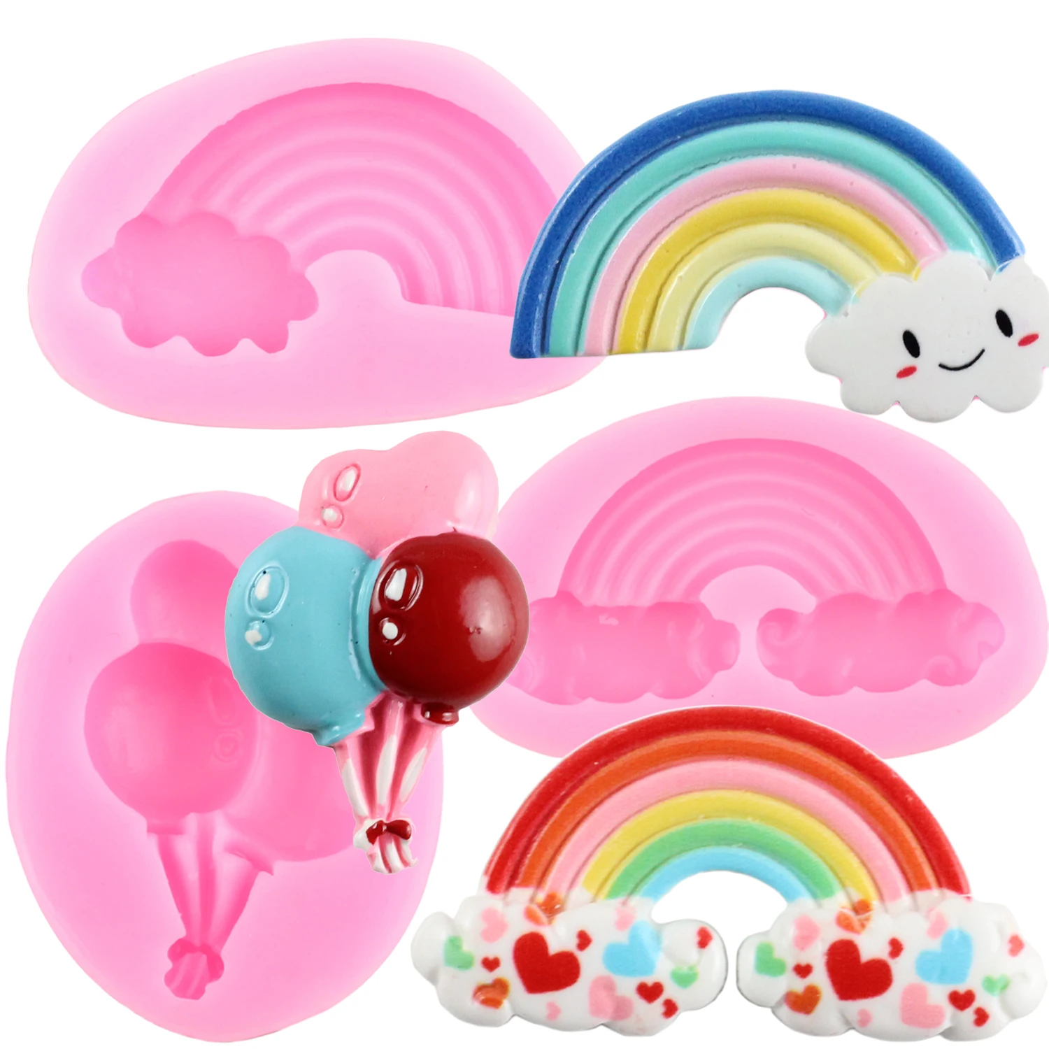 Rainbow Clouds Silicone Molds Air Balloon Fondant Mold Cakecup Cake Decorating Tools Chocolate Gumpaste Mould Candy Resin Moulds