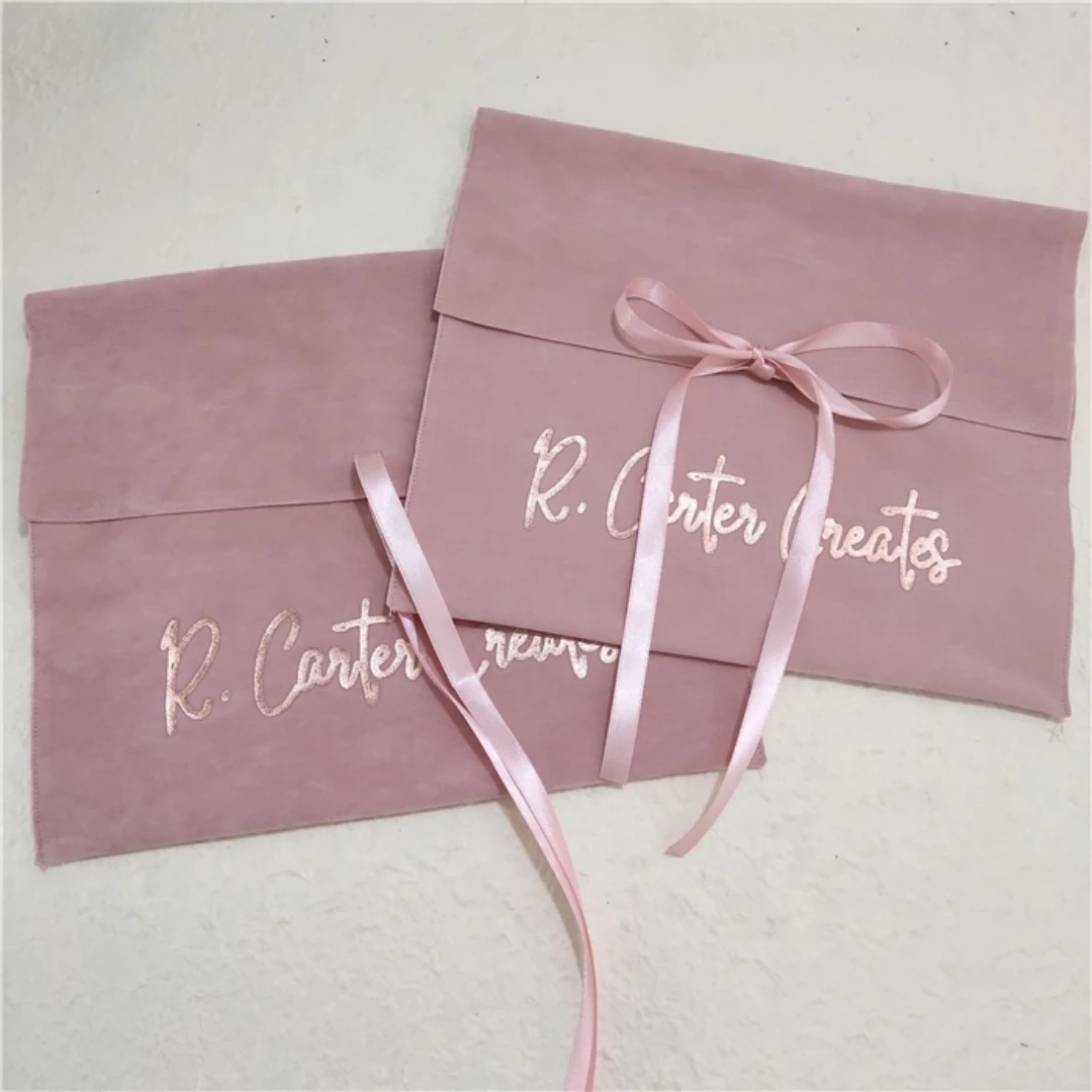 Custom Logo Large Velvet Travel Makeup Bag Double-sided Velvet Envelope Jewelry Packaging Pouch With Bow-knot dust cover bag