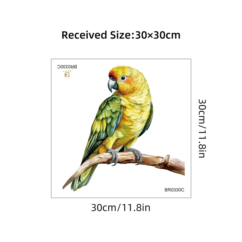 Adesivi Murali Tropicali Con Pappagalli E Farfalle - 4 Pannelli 28x61 Cm, Decoro Ad Acquerello