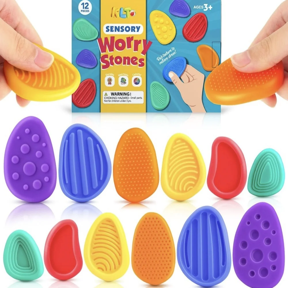 Fidget Toys 3Pcs/24Pcs Set Adults Sensory Silicone Stone Textured For Autism Kids Calming Down Fidget Stress Relief Toys