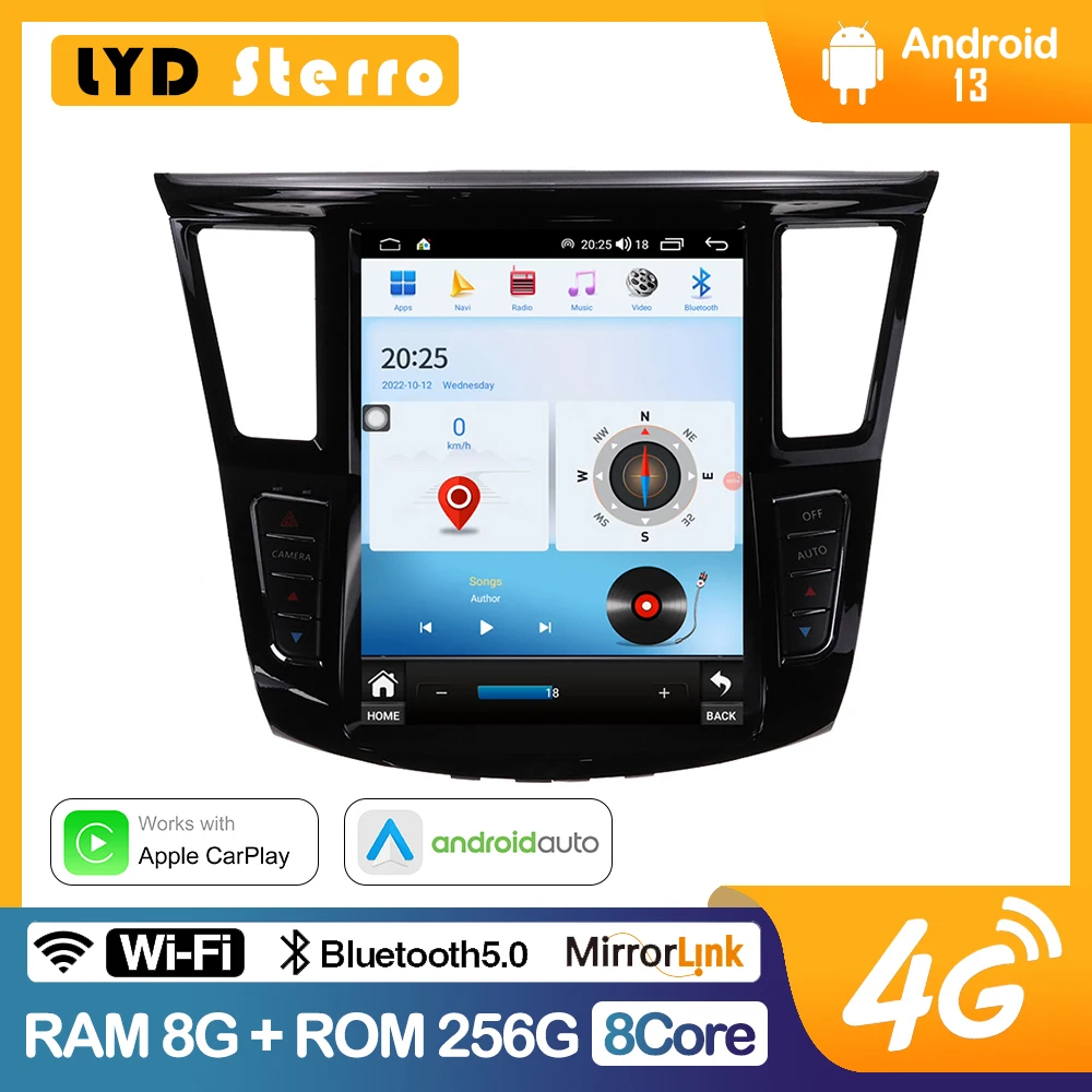

LYD Sterro For Infiniti QX60 JX35 2013-2020 Automotive Multimedia Carplay Android Auto Bluetooth WiFi GPS 4G 8G+256G Car Stereo