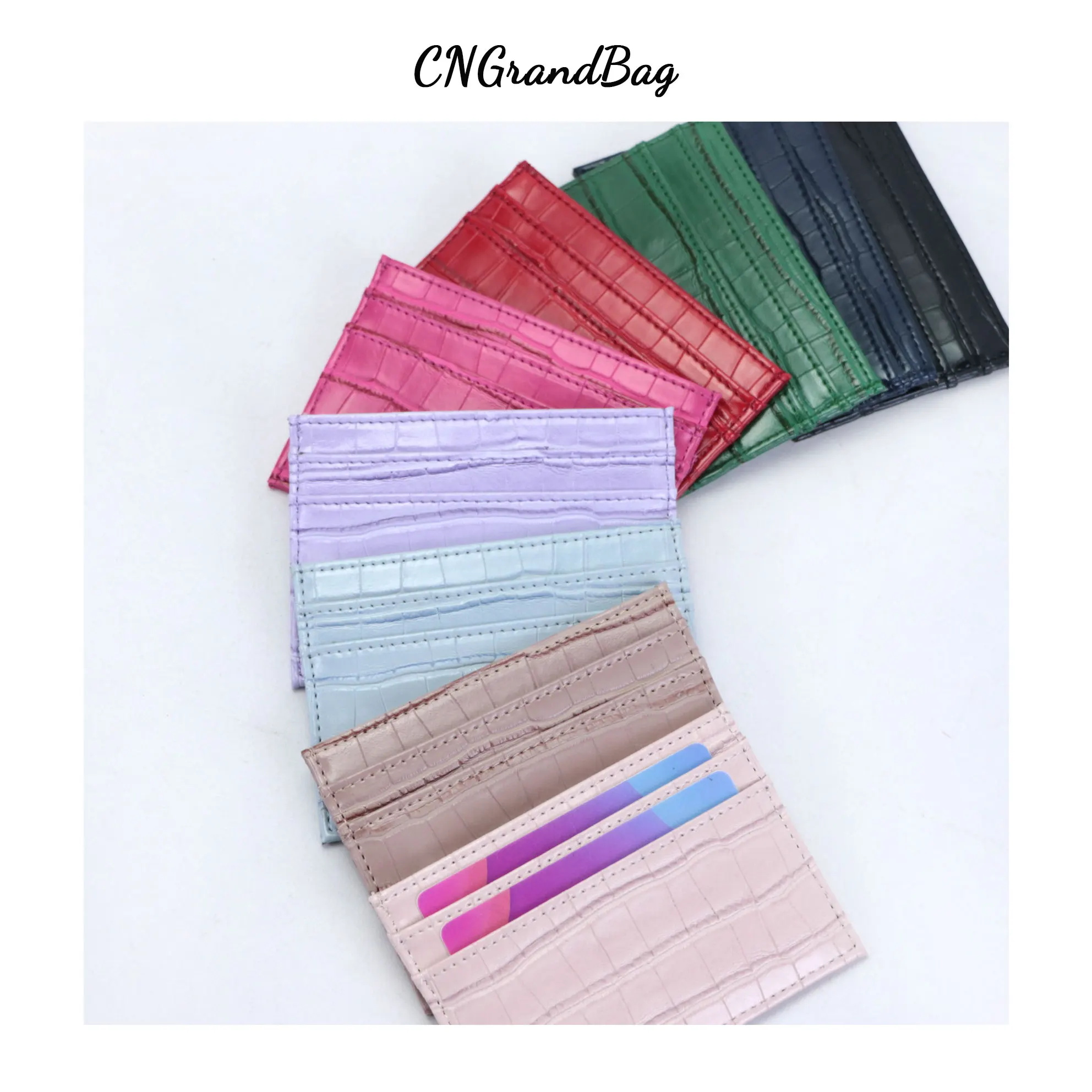 Slim RFID Blocking Crocodile Pattern PU Leather Credit Card Wallet ID Card Case