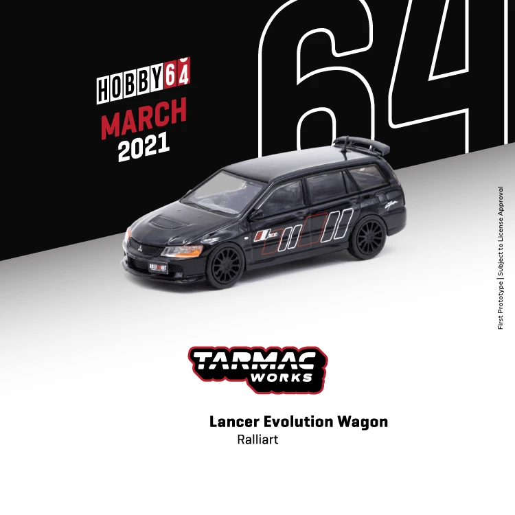 

Tarmac Works 1:64 Lancer Evolution Wagon Ralliart Black Diecast Model Car