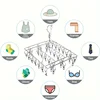 1PC stainless steel sock drying rack with multiple clips, rotating hook windproof clothes rack, sock drying rack, bra, underwear 4