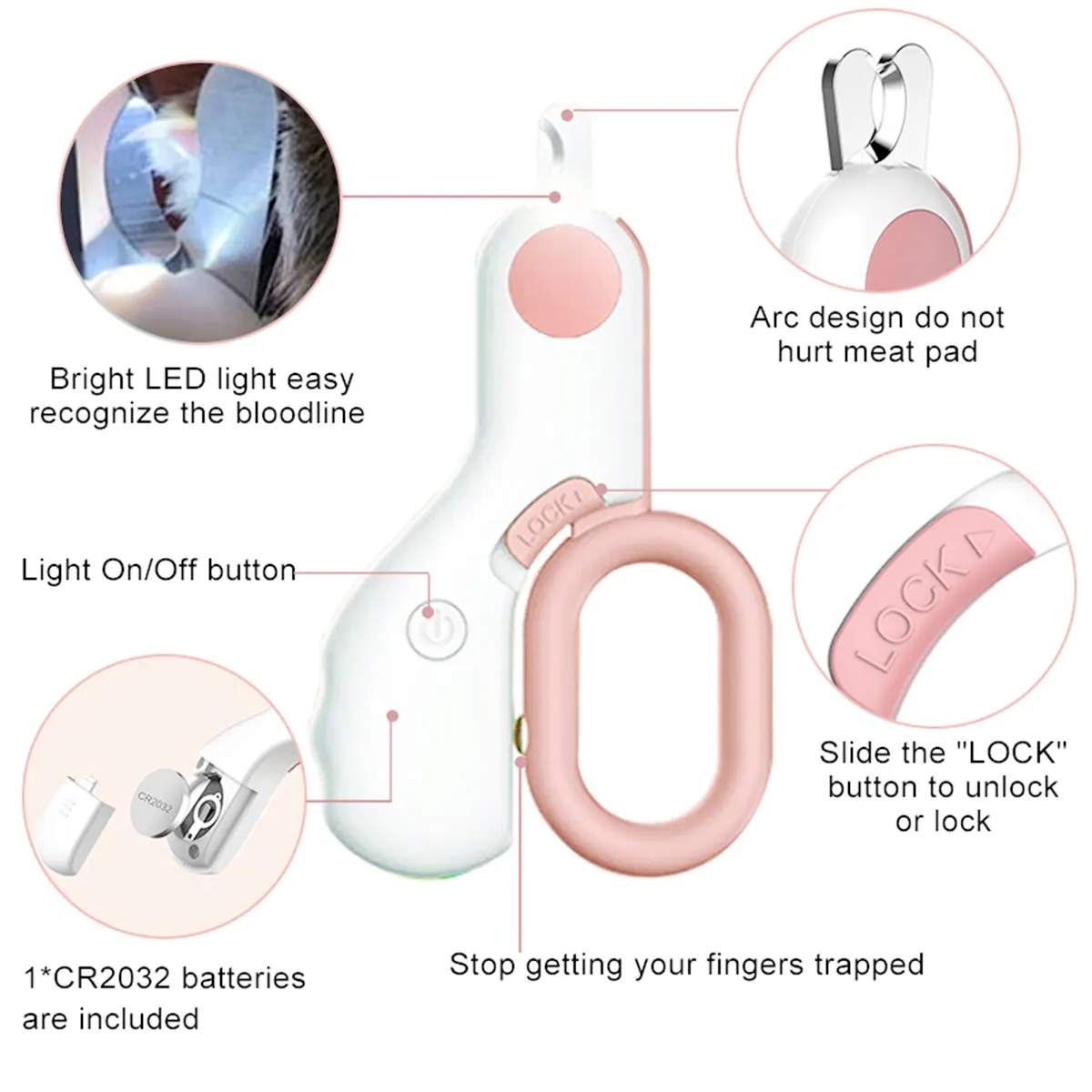 Cat Nail Clipper with LED Light Safety Pet Nail Trimmers Cat Claw Clipper Scissors Dog Cutter Avoid Excessive Cutting Pet