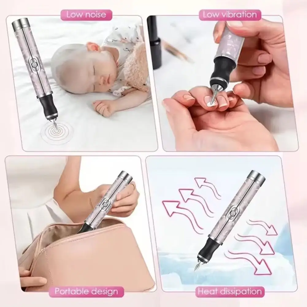 미니 무선 전동 네일 드릴 펜 충전식 저소음 네일 그라인더 키트 젤 아크릴 네일 트리밍용 다기능