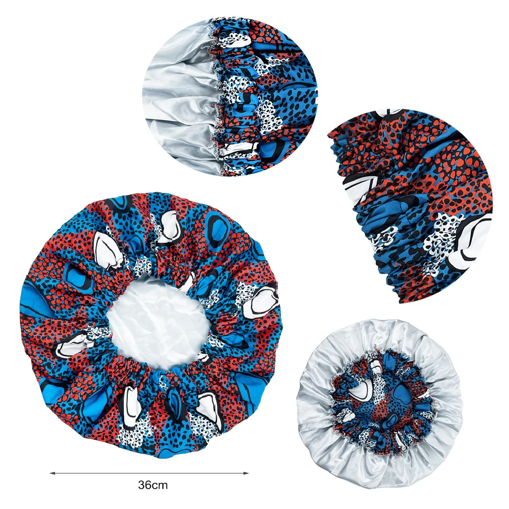 New Extra Large Satin Lined Bonnet Women Big Size Beauty Print Satin Silk Bonnet Sleep Night Cap Head Cover Bonnet Hat Wholesale