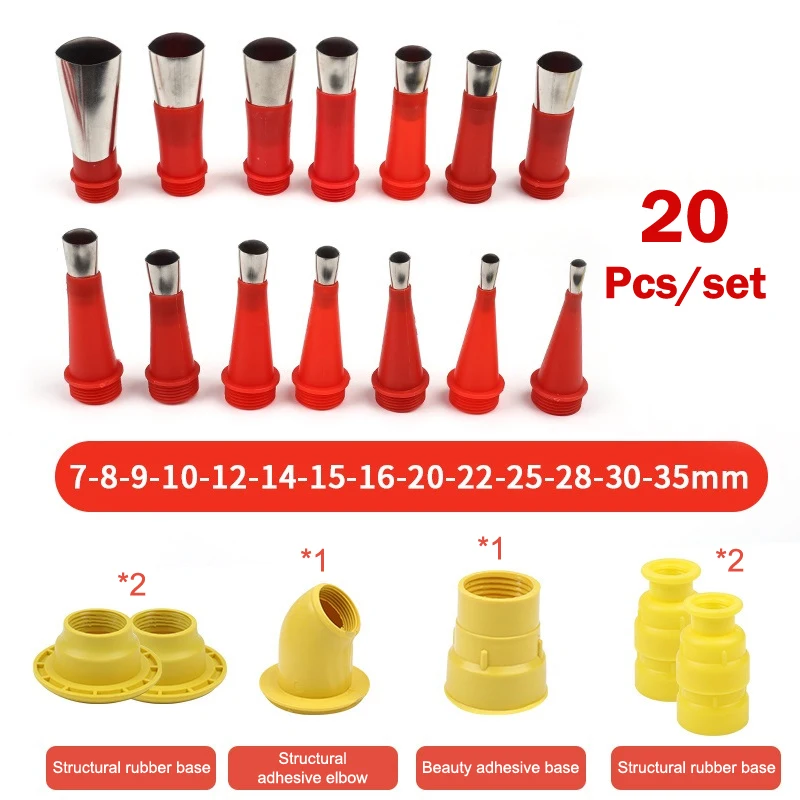 20Pcs Stainless Steel Caulk Nozzle Applicator Caulking Finisher Glue Sealant Finishing Tool Kitchen Bathroom Sink Joint caulking gun nozzles caulking nozzle