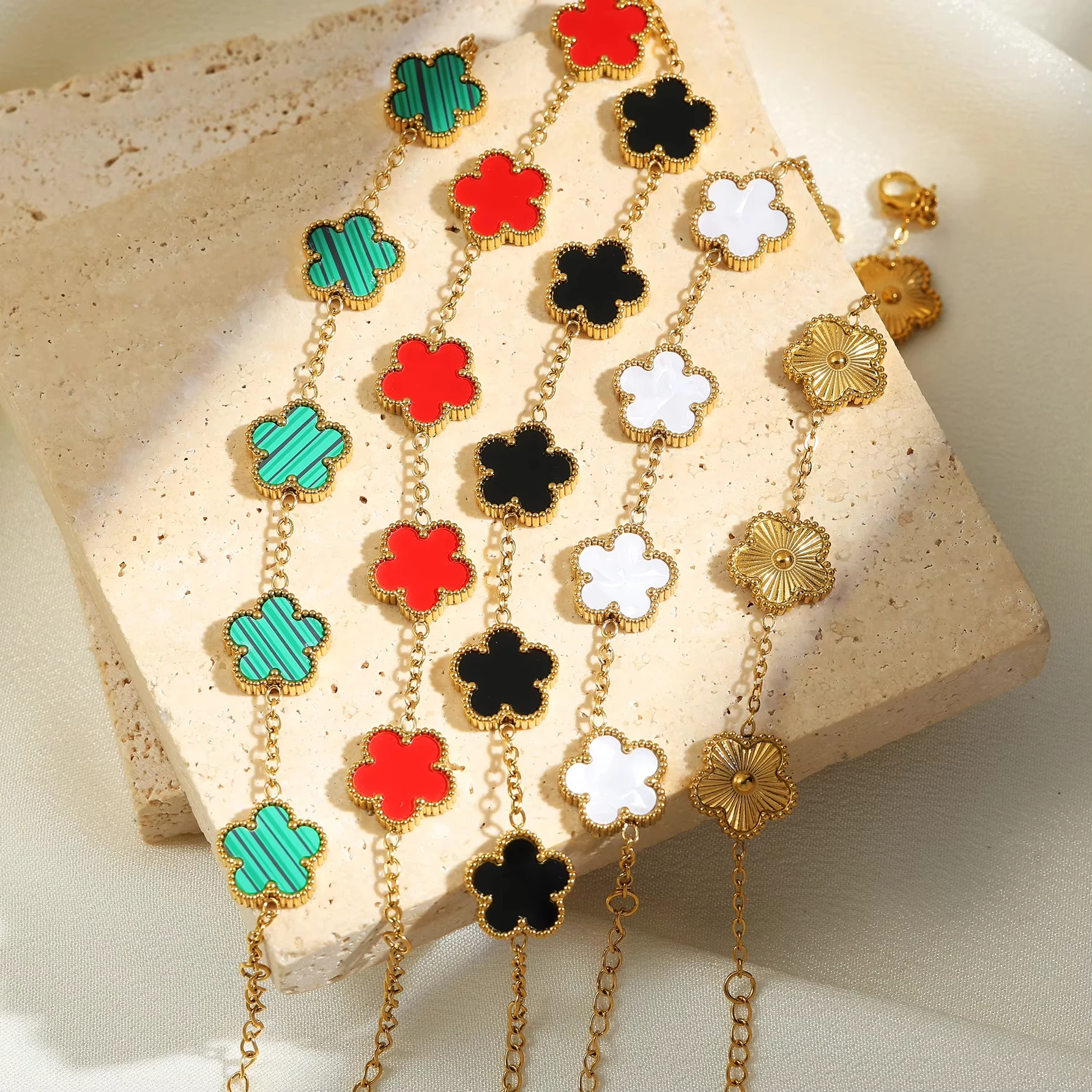 Fashion Flower Stainless Steel Bracelets For Women Trendy Gold Color Metal Bracelet Party Birthday Daily Cute Romantic Jewelry - Image 3