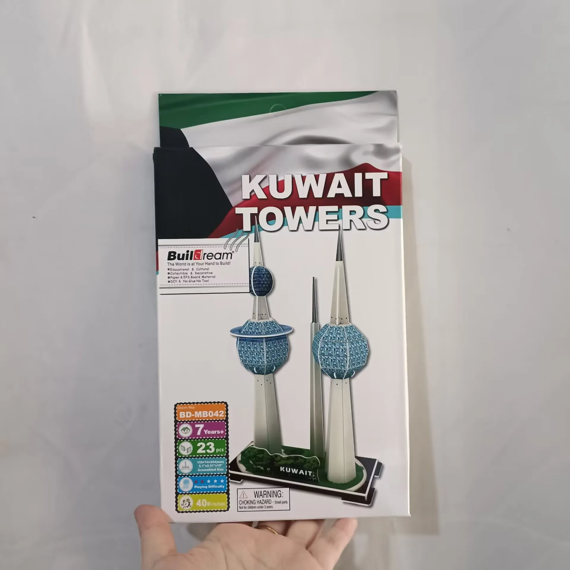 쿠웨이트 타워 3 슬렌더 타워 빌딩, 세계적으로 유명한 건축물, 3D 종이 퍼즐, DIY 장난감, 소녀 소년 생일 크리스마스 선물, 1p