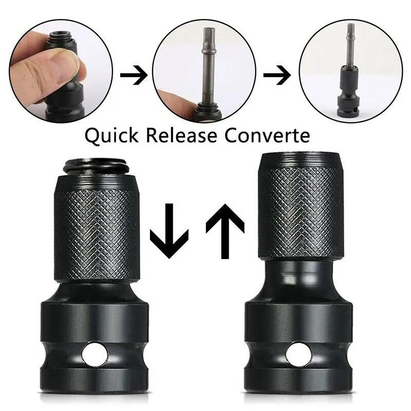 Drill Chuck Converter Socket Adapter Hex Shank 1/2"Drive To 1/4" Impact Drilling Bits Driver Quick Load Adapter For Power Tools