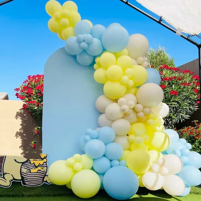 Palloncino giallo pastello Kit arco ghirlanda sabbia bianco blu palloncini  Baby Shower decorazione festa di compleanno Gender Reveal Latex Ballon -  AliExpress