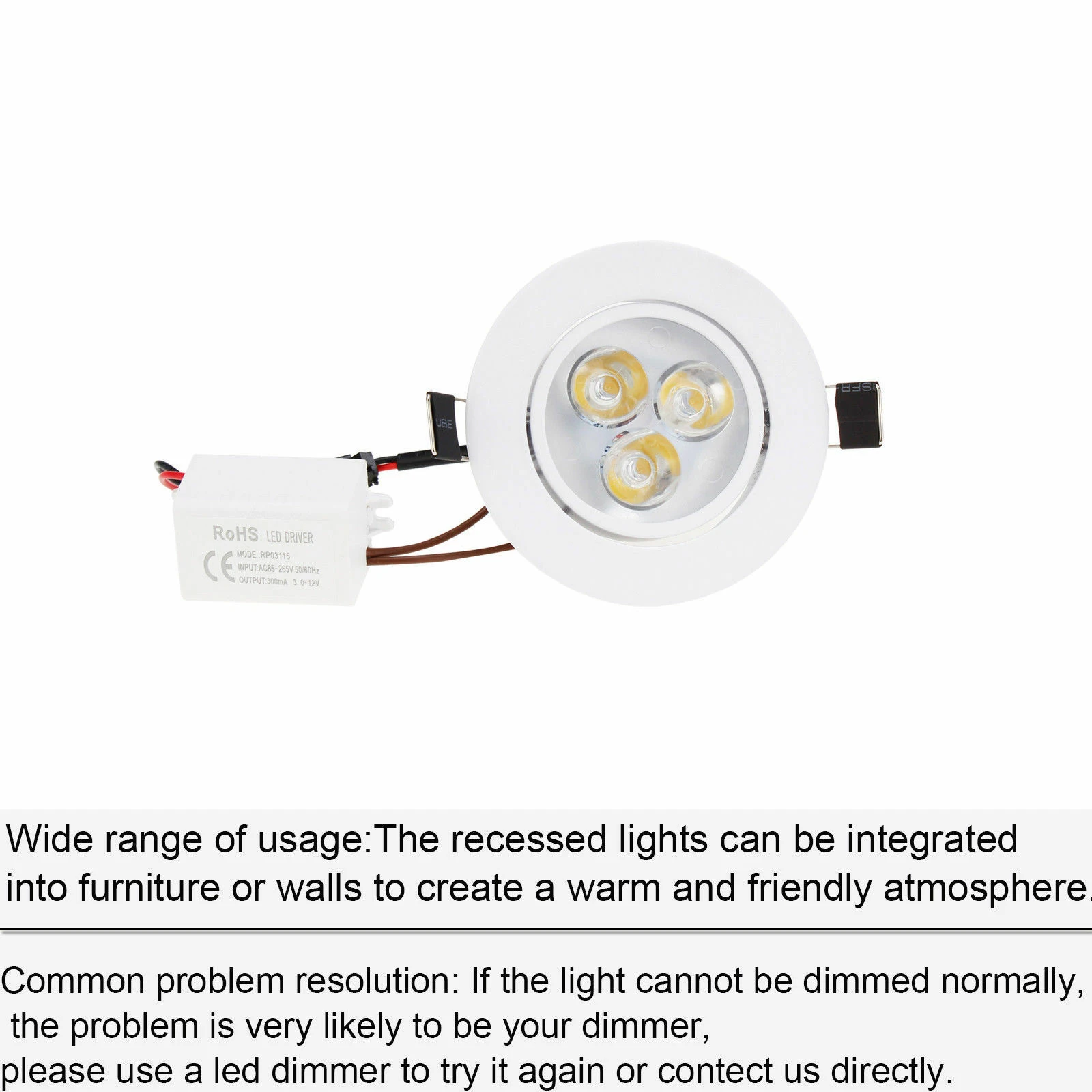 Dimmable 3W LED Recessed Ceiling Downlight Spotlight Lamps with Driver Colorful Red Yellow Blue Green Purple 110V 220V 12V 24V