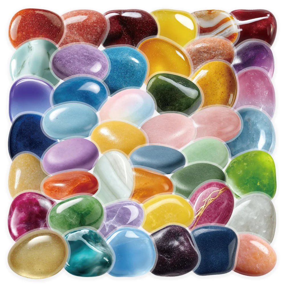 50PCS 투명 크리스탈 스톤 스티커 어린이를위한 다채로운 보석 데칼 방수 노트북 물병 가방 스크랩북