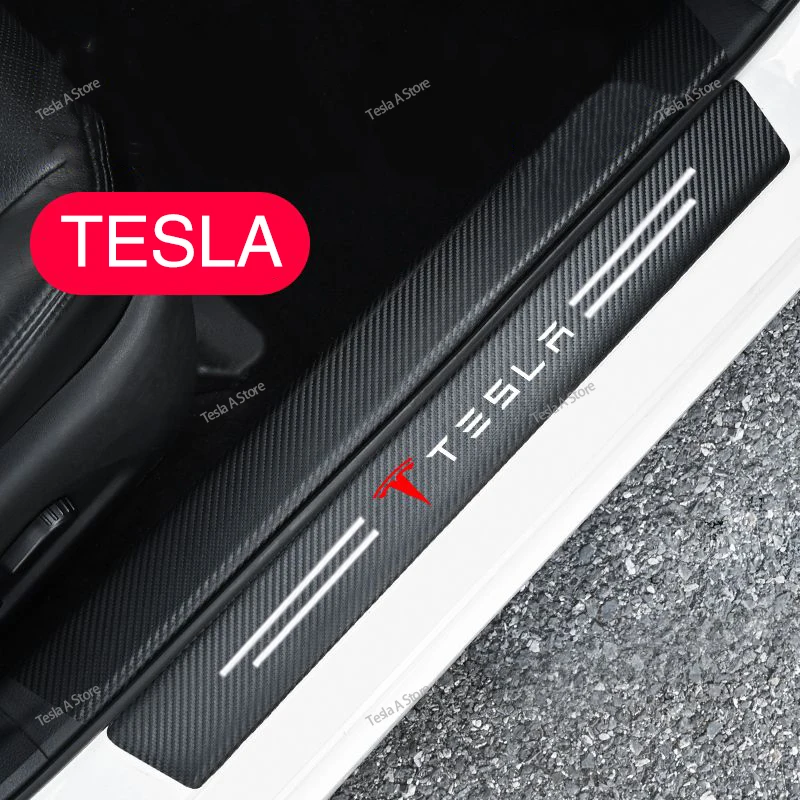 Car Door Sill Covers 4/5/8/9 pieces front and rear door sill anti-scratch protective covers anti-kick pedal protection strips For Tesla Model 3/Y