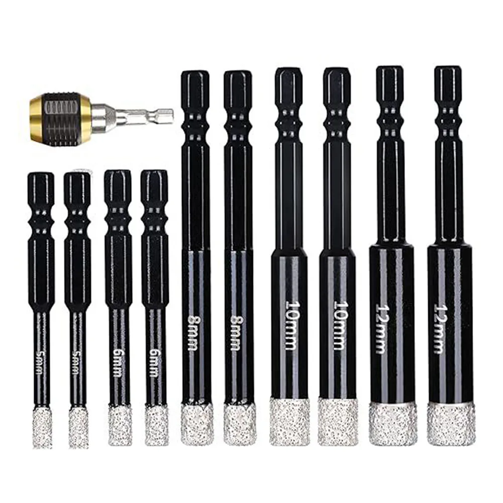 

11pcs Hex Handle Vacuum Brazed Diamond Dry Drill Bits Hole Saw Cutter 5 12mm Multi purpose Drilling High Efficiency