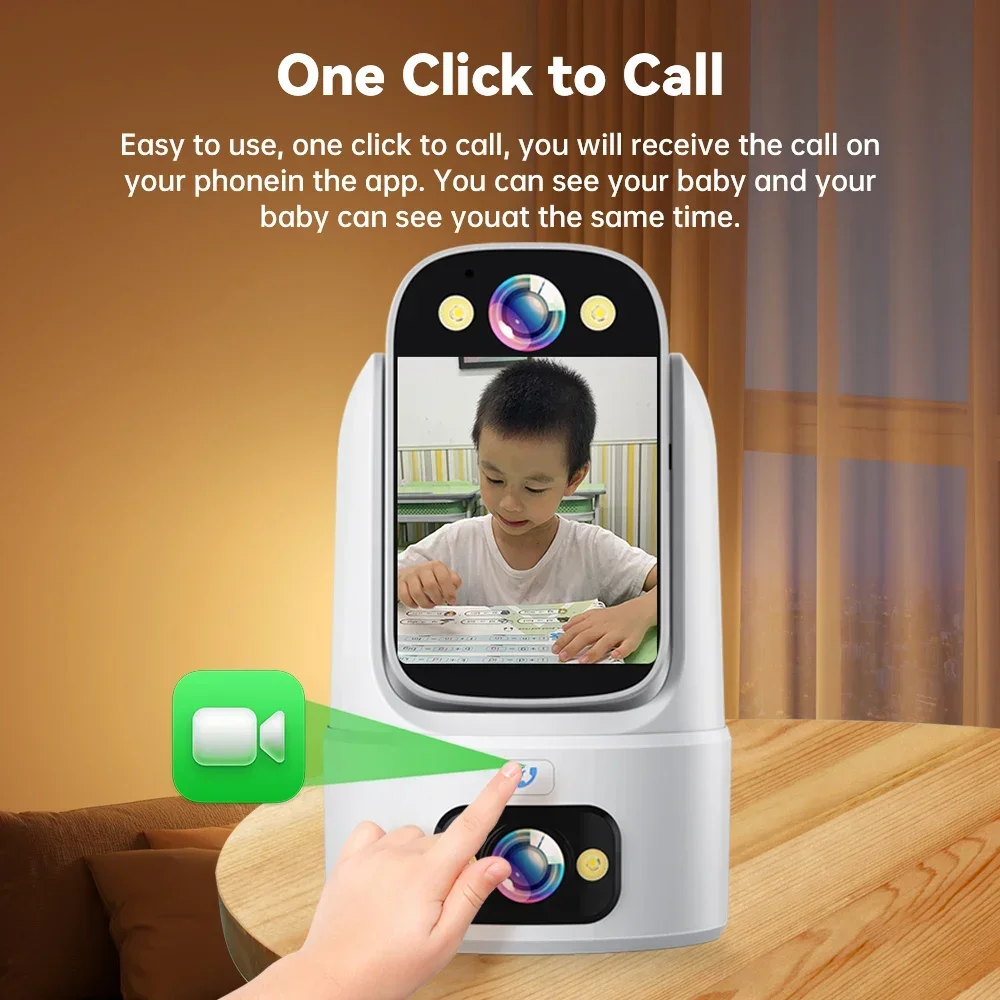 3MP WIFI IP Camera HD Baby Monitor Camera 2-Way Video Call Color Night Vision One Key Click Call CCTV PTZ Wireless Smart