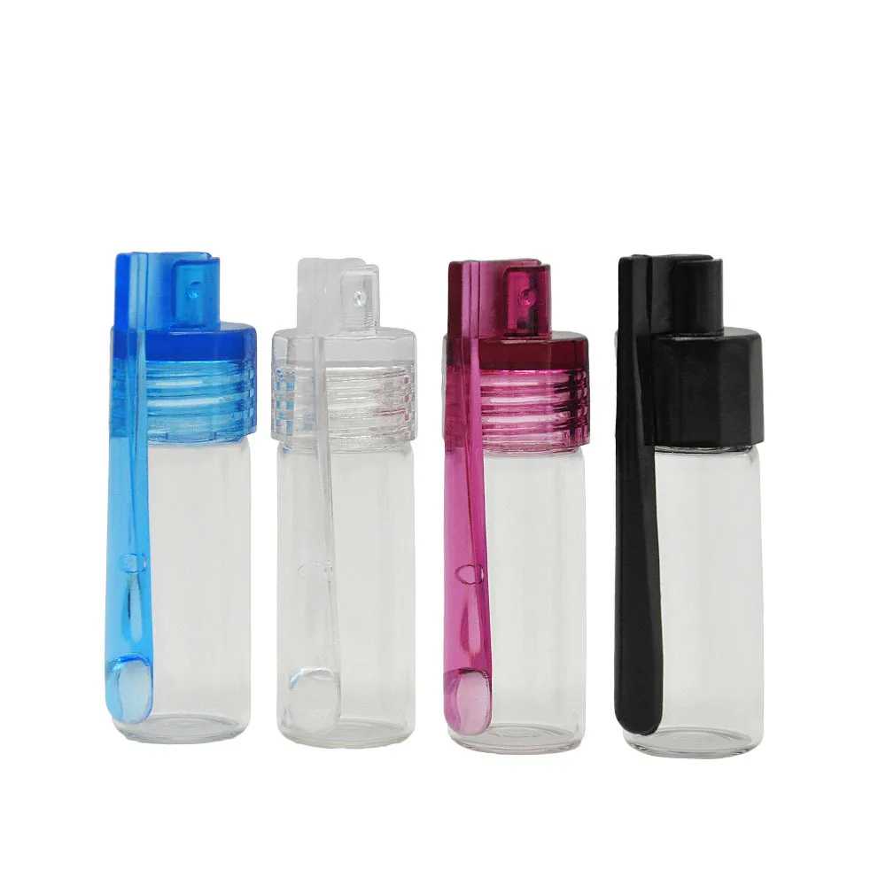 Portable Box Storage 36MM 51MM Container Bottle Glass Vial with Spoon Flip Case Household Randomly Cap Color