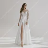 Pure White V-Neck Women Wedding Dresses A-Line Bridal Gowns Modern Bright Lace Print Mopping Length Vestidos De Novia Customized 4