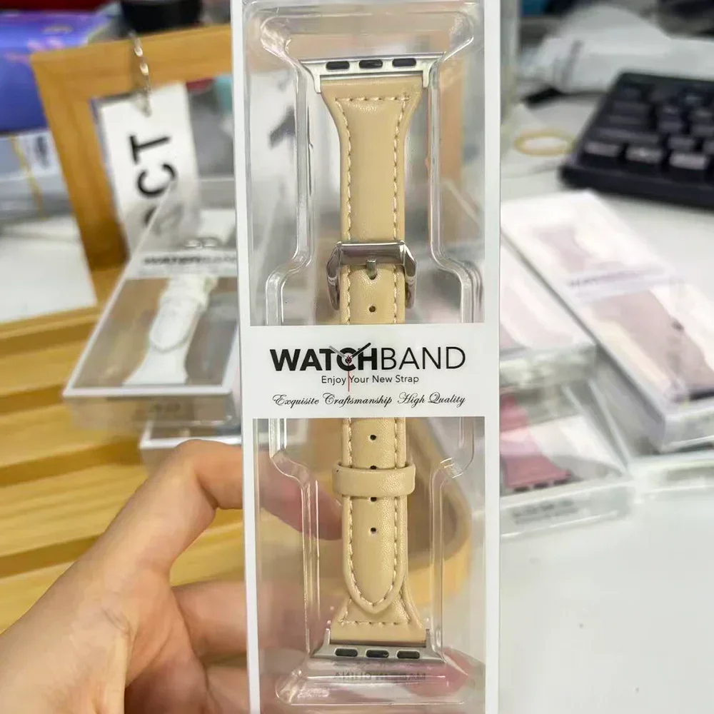 Elegant Slim Leather Strap for Smartwatch - Premium Bracelet Replacement Band
