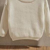 EWODOS Baby Thick Sweater Solid Color O-neck White Tops Loose Fit Long Sleeve Knitted Pullover for Infant Autumn Winter Clothing 4