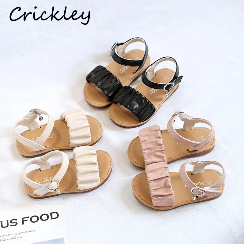 Summer Ruffles Baby Girls Sandals Solid Soft Sandals For Kids Toddler High Quality Beach Anti Slip Children Princess Shoes children's sandals