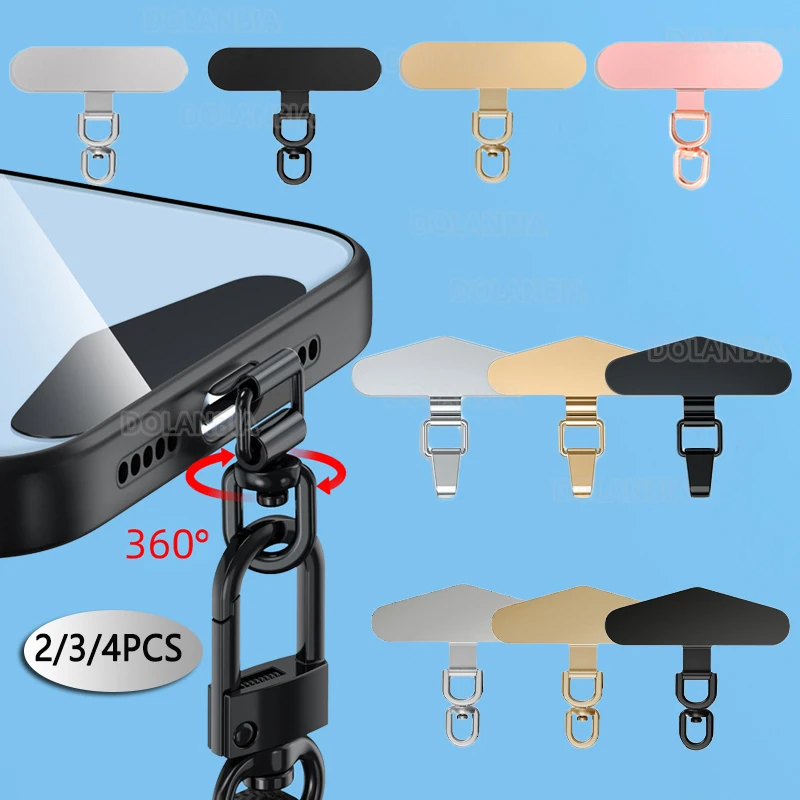 Phone Lanyard 360 &deg; Rotation Metal Clip Patch Ultra Thin Case Hanging Rope Cellphone Anti-lost Strap Fixed Gasket 2/3/4PCS