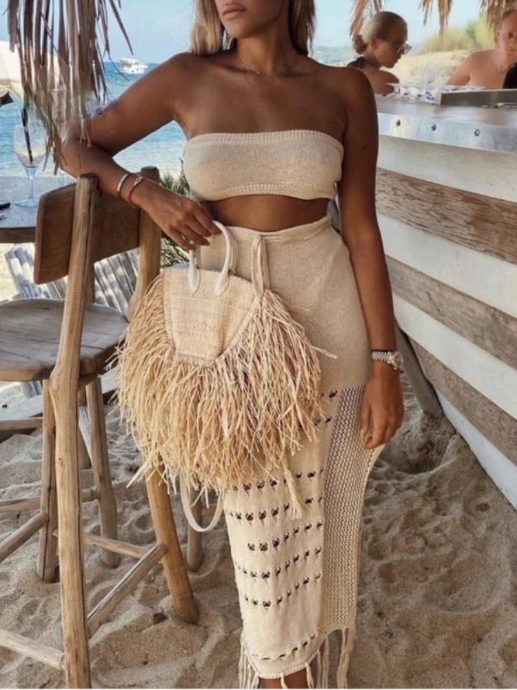 Women Summer Beach Dress Bathing Beachwear Swimwear Beach Cover Up Lace Crochet Two Piece Bikini Cover Up Suit Bikini beach cover beach dress