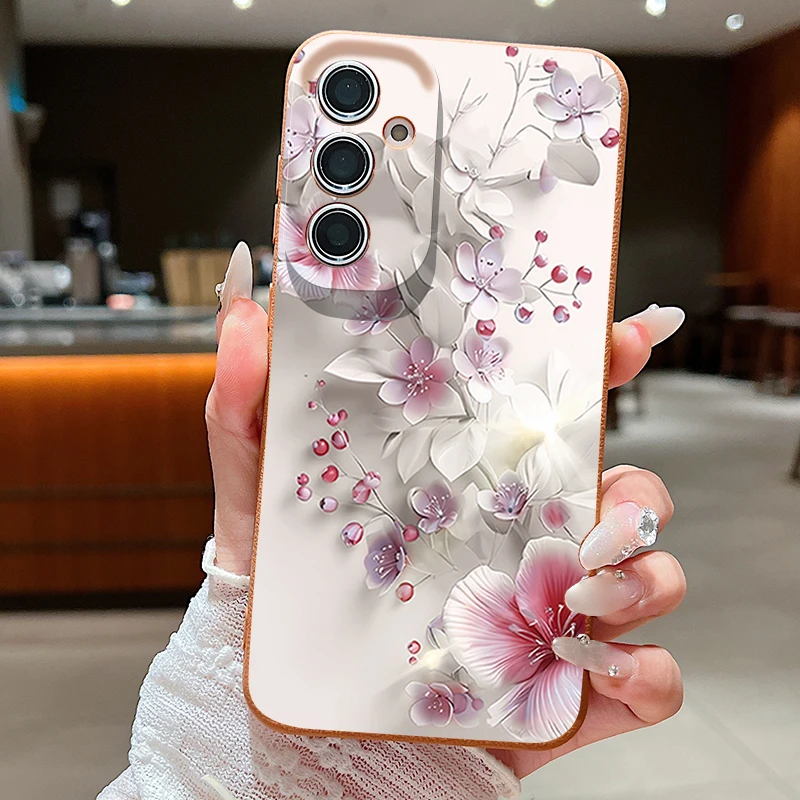 Pink Flower Pattern Soft Silicone Phone Case